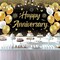 Black Gold Happy Wedding Anniversary Banner (Gold) 43.31"L x 70.87"W